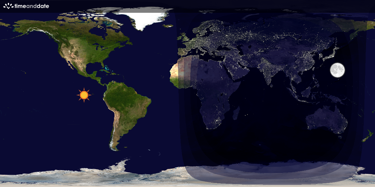 Verdenskart som viser dag og natt 