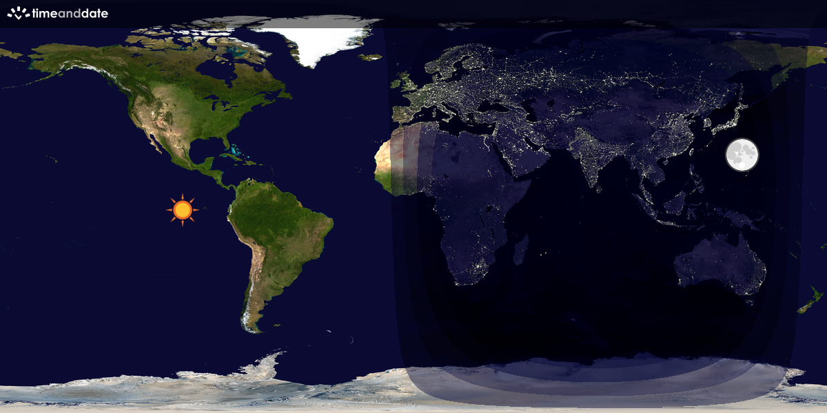 Verdenskart som viser dag og natt 