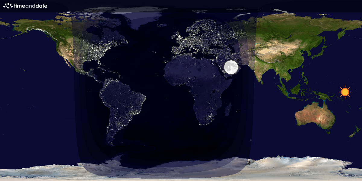 Verdenskart som viser dag og natt 