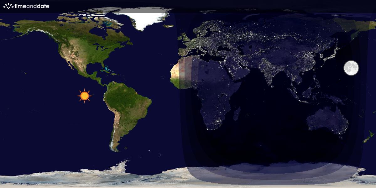 Verdenskart som viser dag og natt 