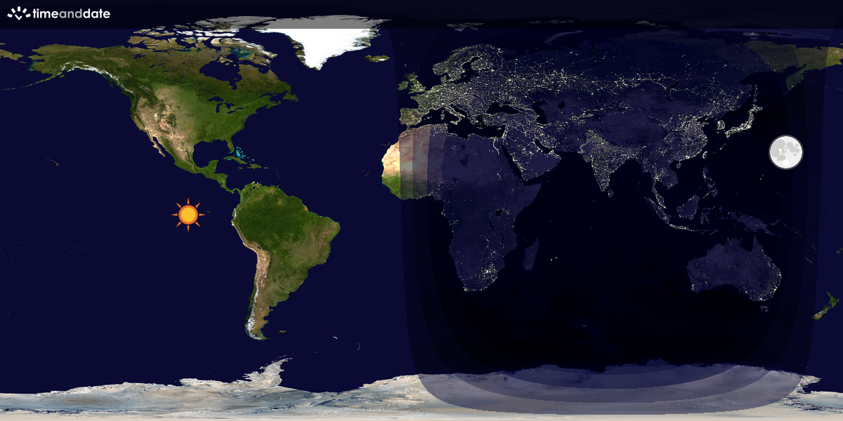 Verdenskart som viser dag og natt 