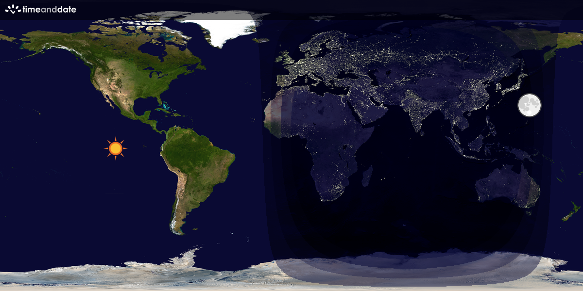Verdenskart som viser dag og natt 