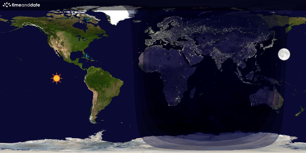 Verdenskart som viser dag og natt 