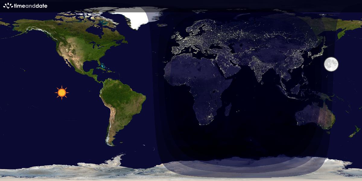 Verdenskart som viser dag og natt 