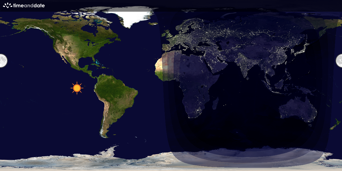 Verdenskart som viser dag og natt 