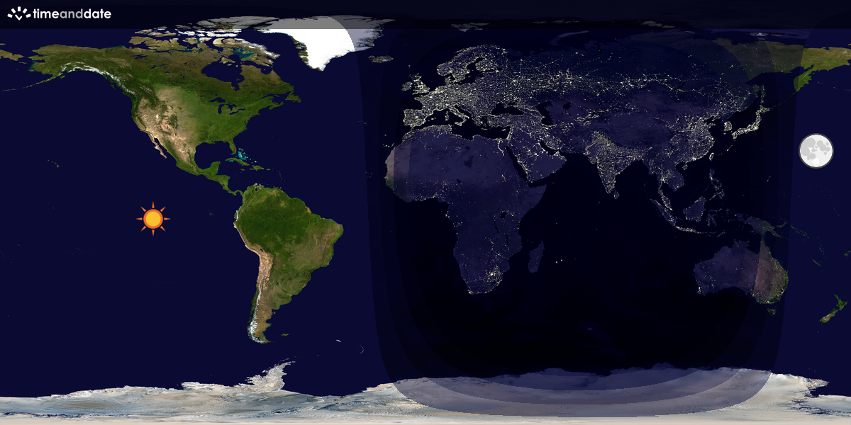 Verdenskart som viser dag og natt 