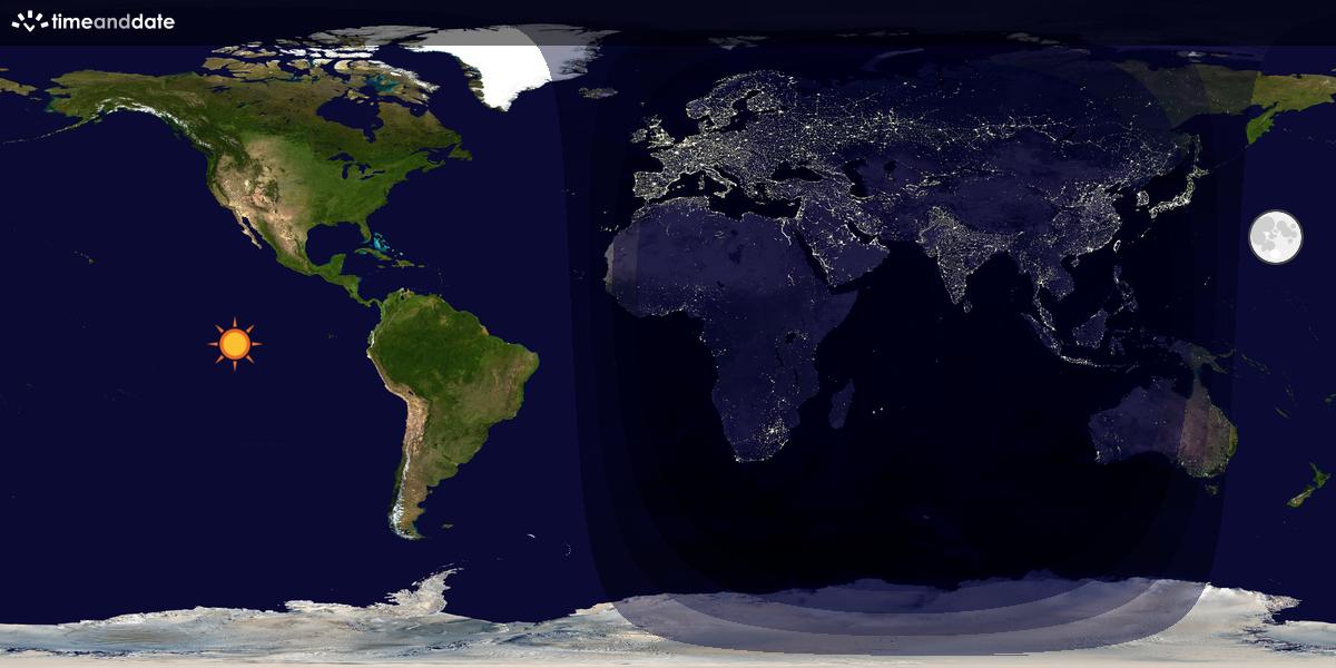 Verdenskart som viser dag og natt 