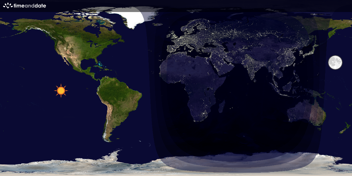 Verdenskart som viser dag og natt 