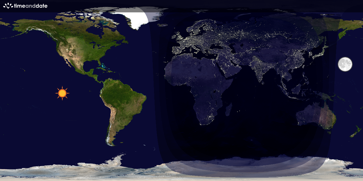 Verdenskart som viser dag og natt 