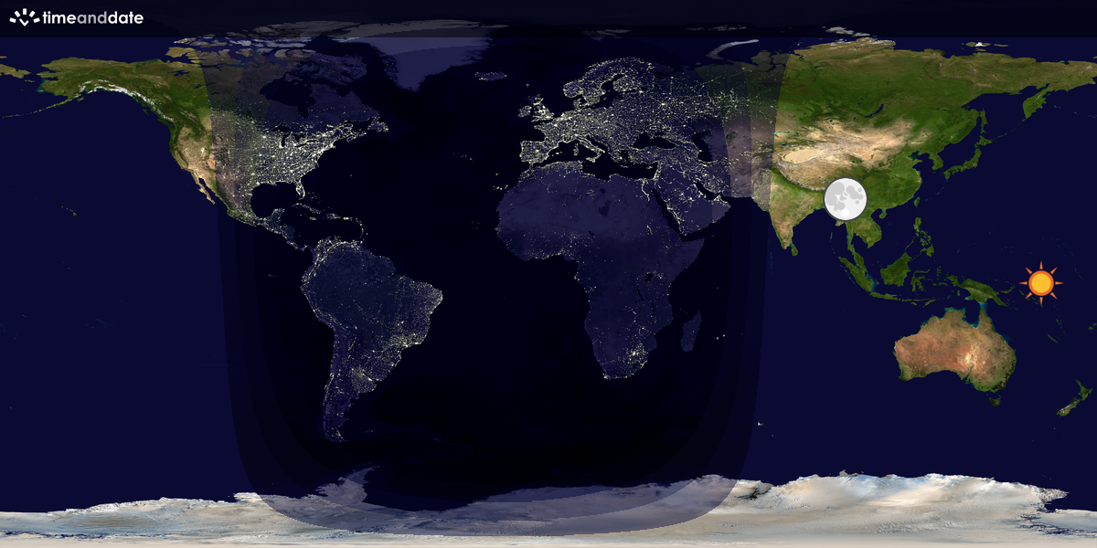 Verdenskart som viser dag og natt 