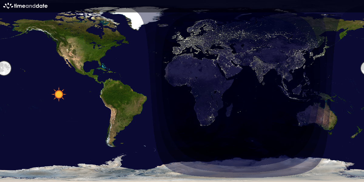 Verdenskart som viser dag og natt 
