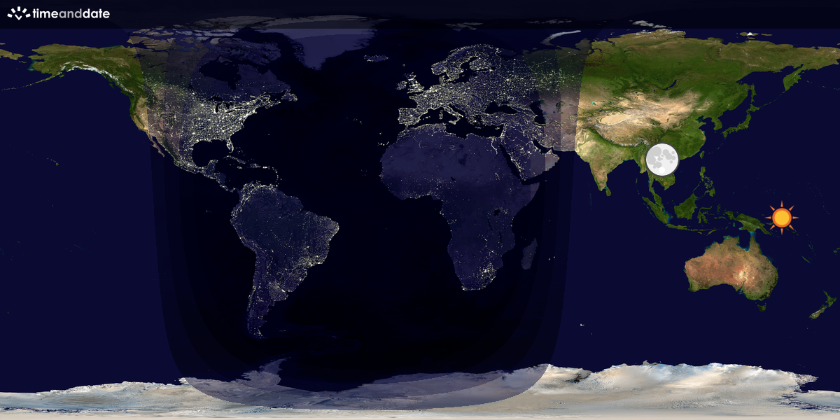 Verdenskart som viser dag og natt 