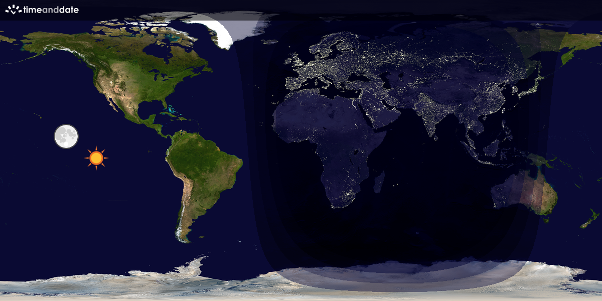 Verdenskart som viser dag og natt 