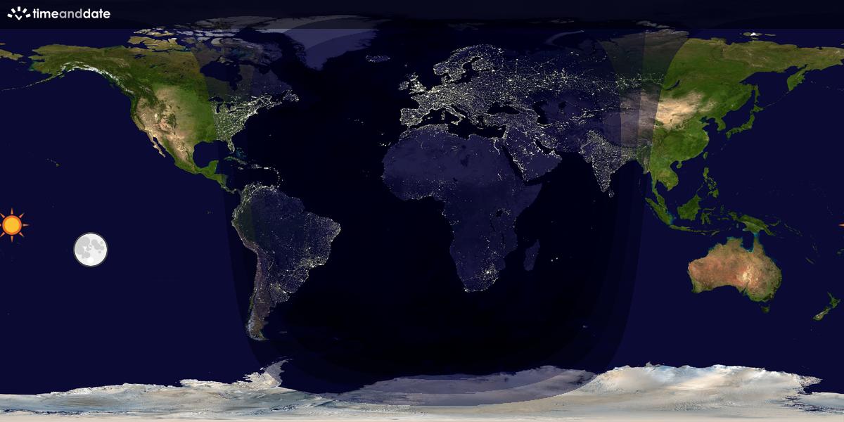 Verdenskart som viser dag og natt 