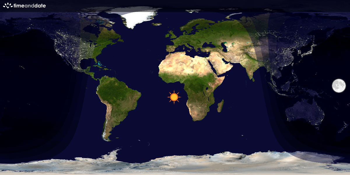 Verdenskart som viser dag og natt 