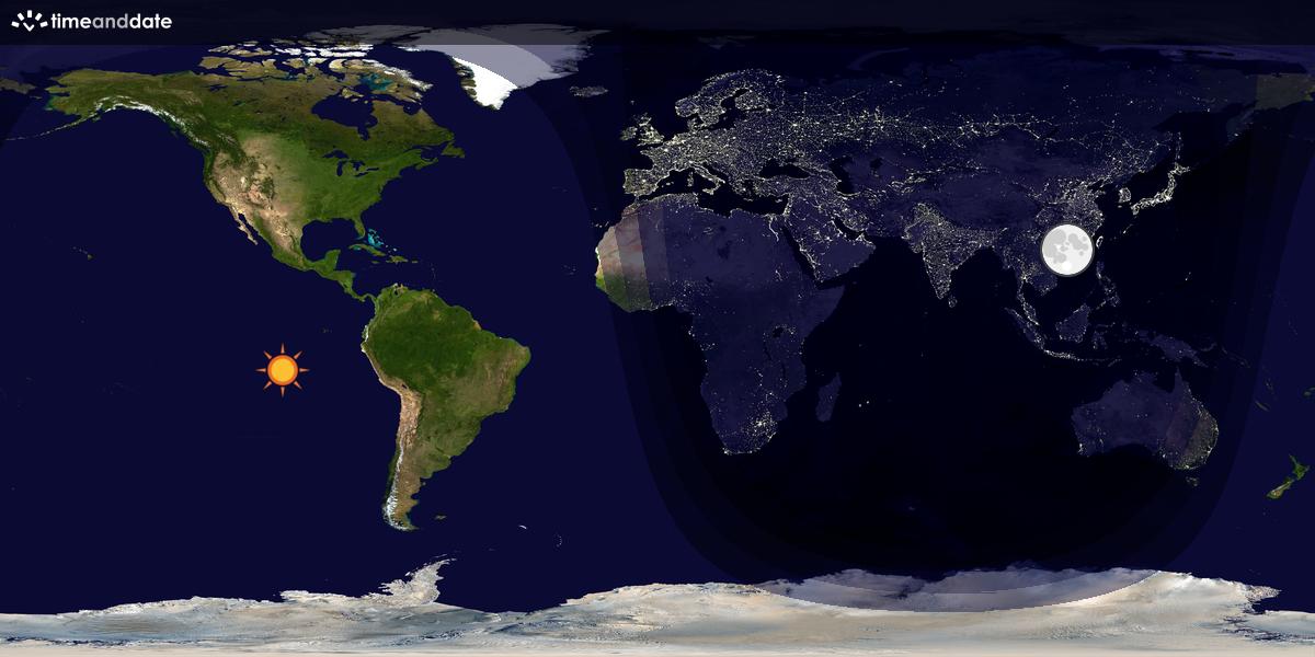 Verdenskart som viser dag og natt 