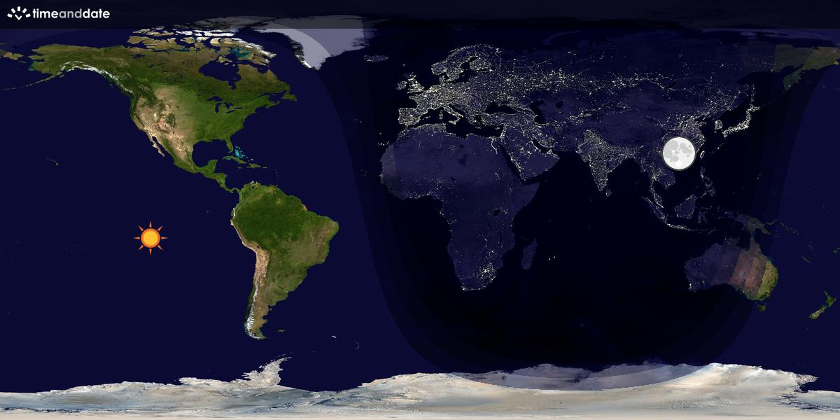 Verdenskart som viser dag og natt 