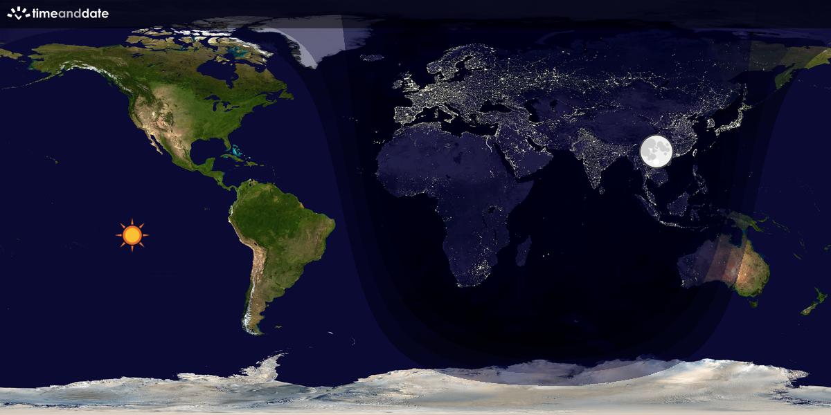 Verdenskart som viser dag og natt 
