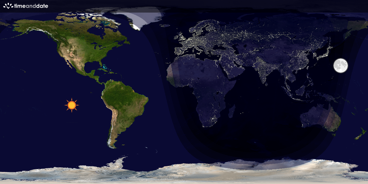 Verdenskart som viser dag og natt 