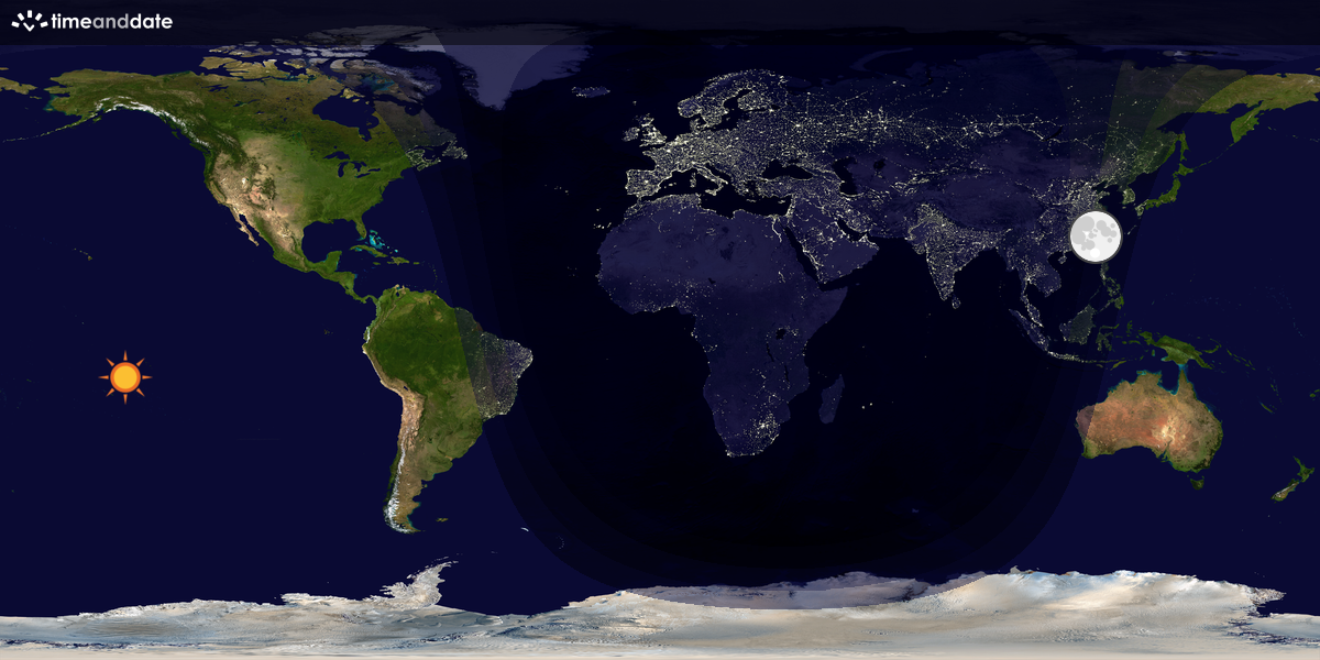 Verdenskart som viser dag og natt 