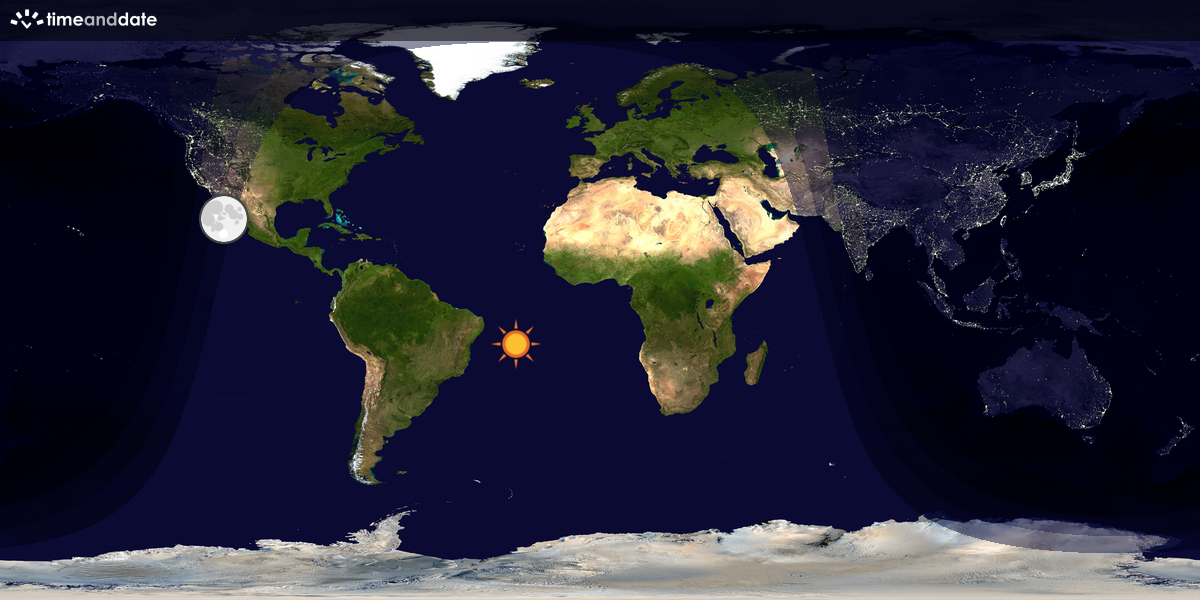 Verdenskart som viser dag og natt 