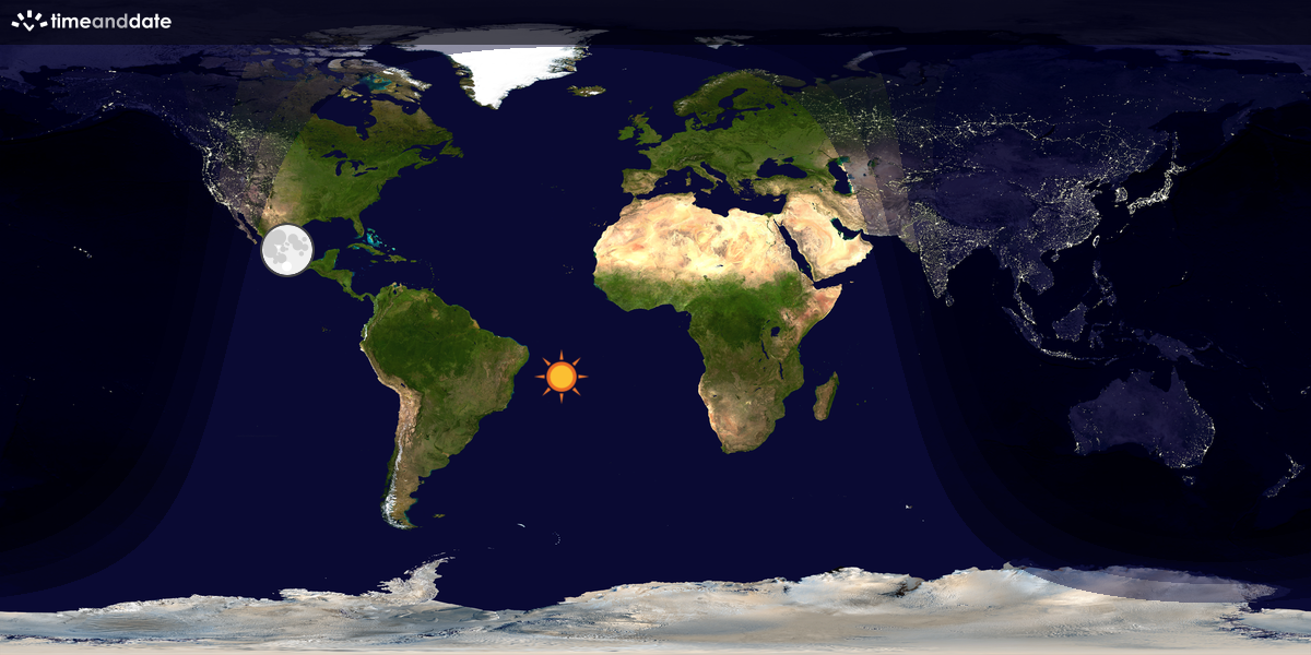 Verdenskart som viser dag og natt 