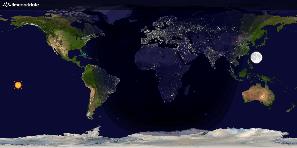 Verdenskart som viser dag og natt 