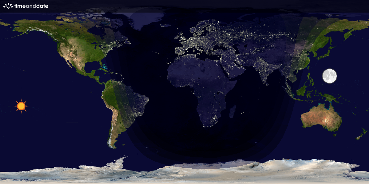Verdenskart som viser dag og natt 