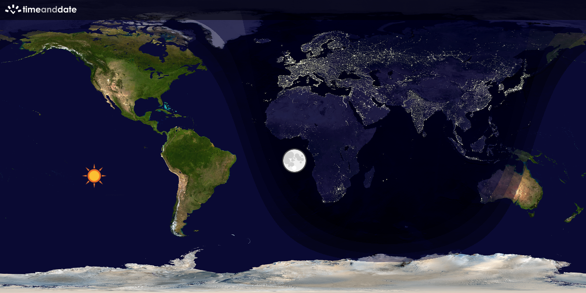 Verdenskart som viser dag og natt 