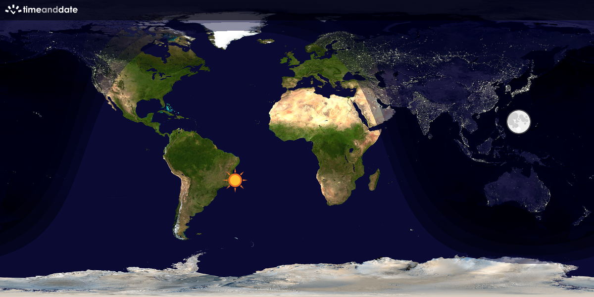 Verdenskart som viser dag og natt 