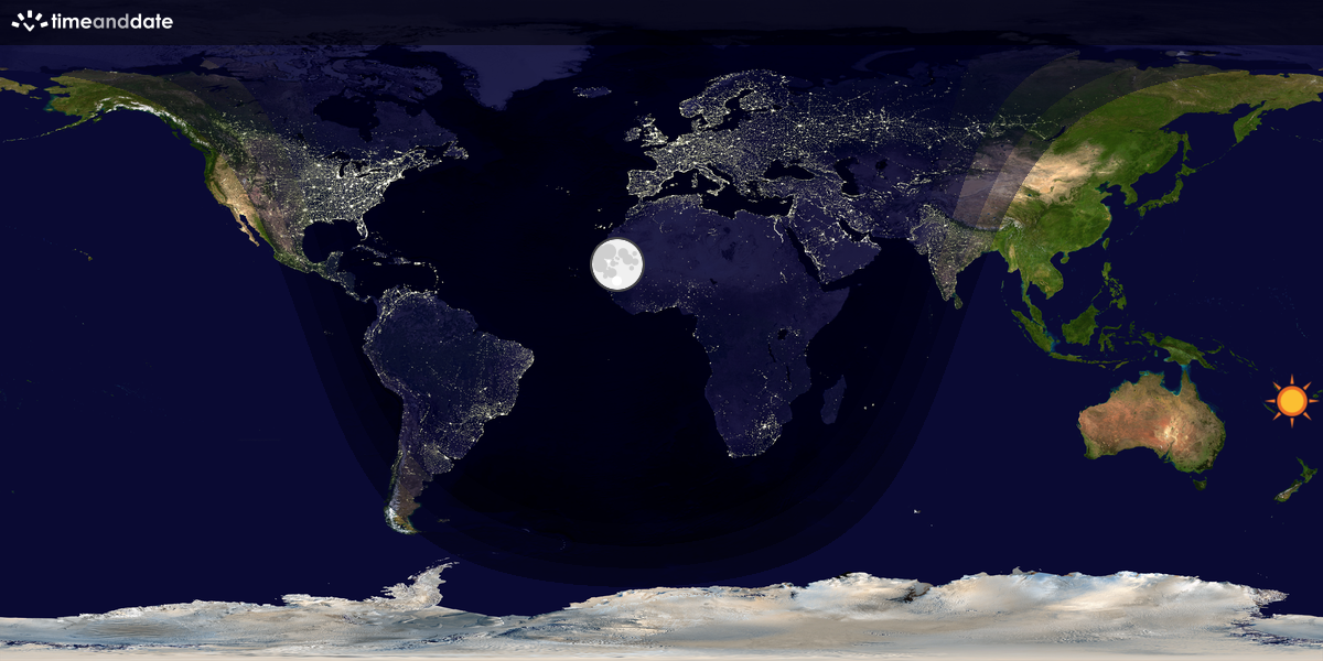Verdenskart som viser dag og natt 