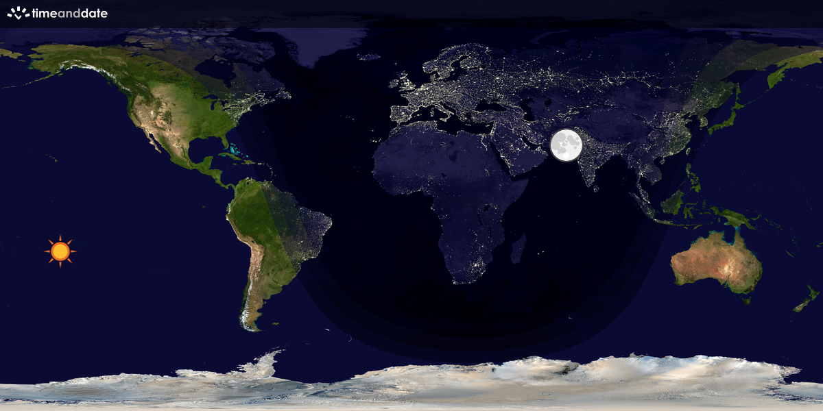 Verdenskart som viser dag og natt 