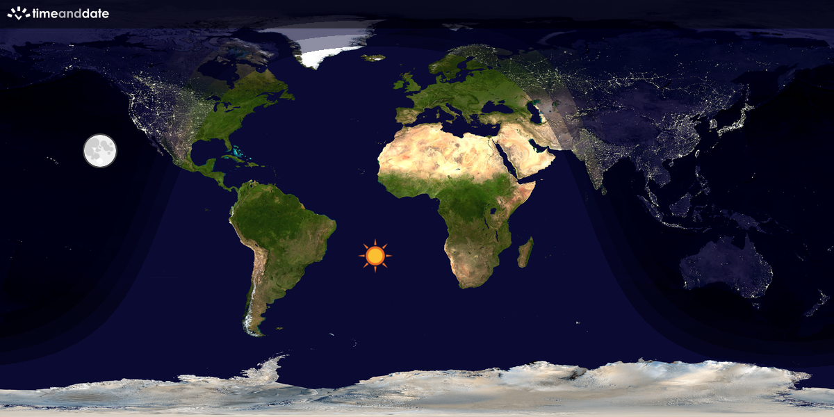 Verdenskart som viser dag og natt 