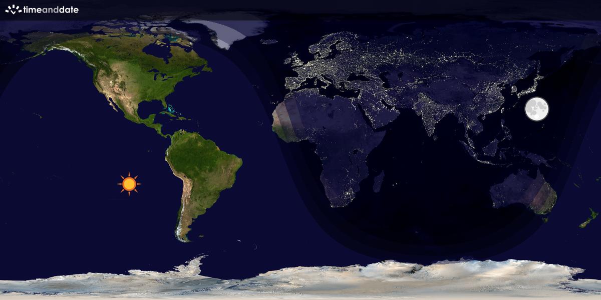 Verdenskart som viser dag og natt 