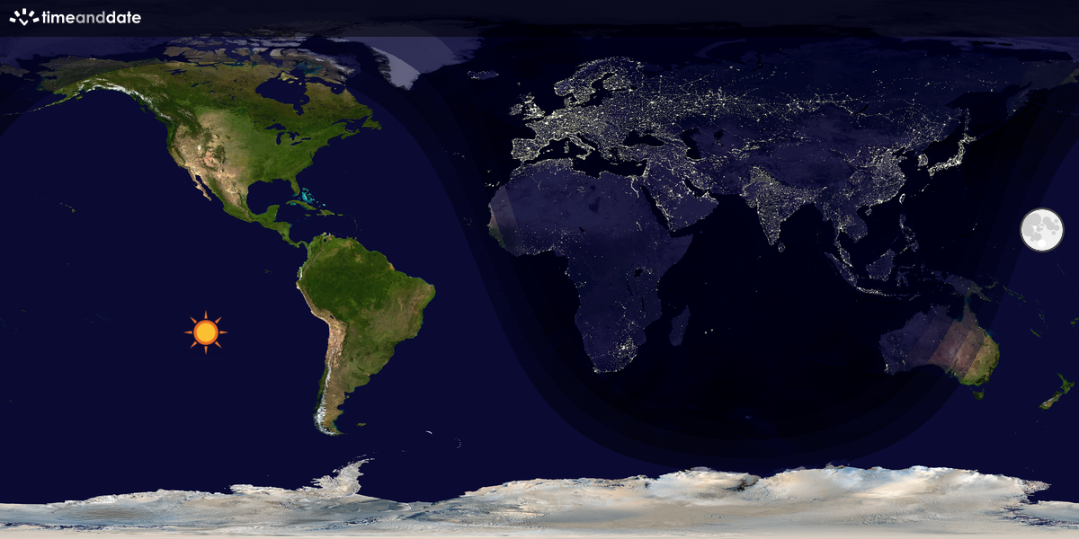 Verdenskart som viser dag og natt 
