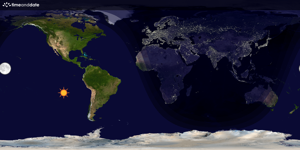 Verdenskart som viser dag og natt 