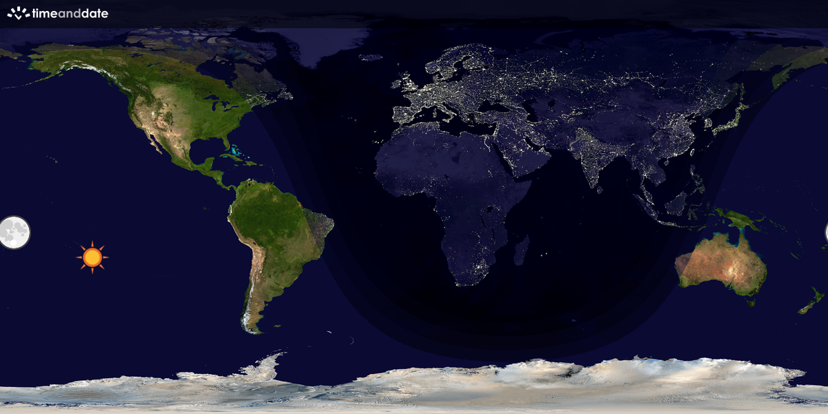 Verdenskart som viser dag og natt 