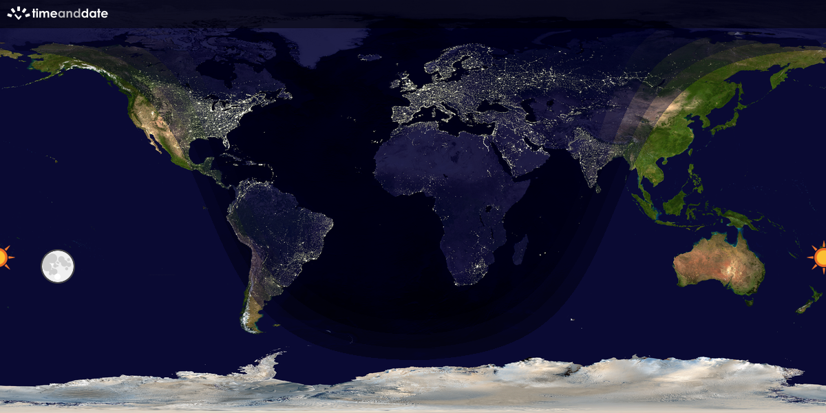 Verdenskart som viser dag og natt 