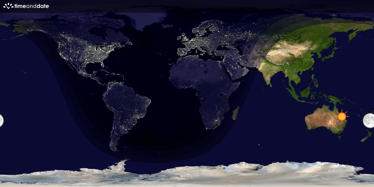 Verdenskart som viser dag og natt 
