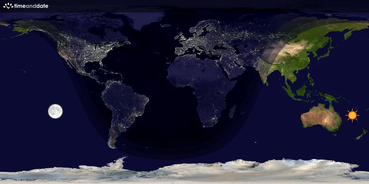 Verdenskart som viser dag og natt 