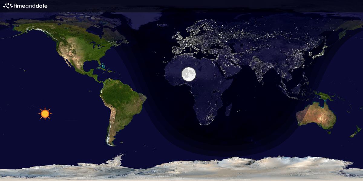 Verdenskart som viser dag og natt 