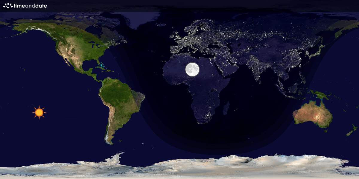 Verdenskart som viser dag og natt 