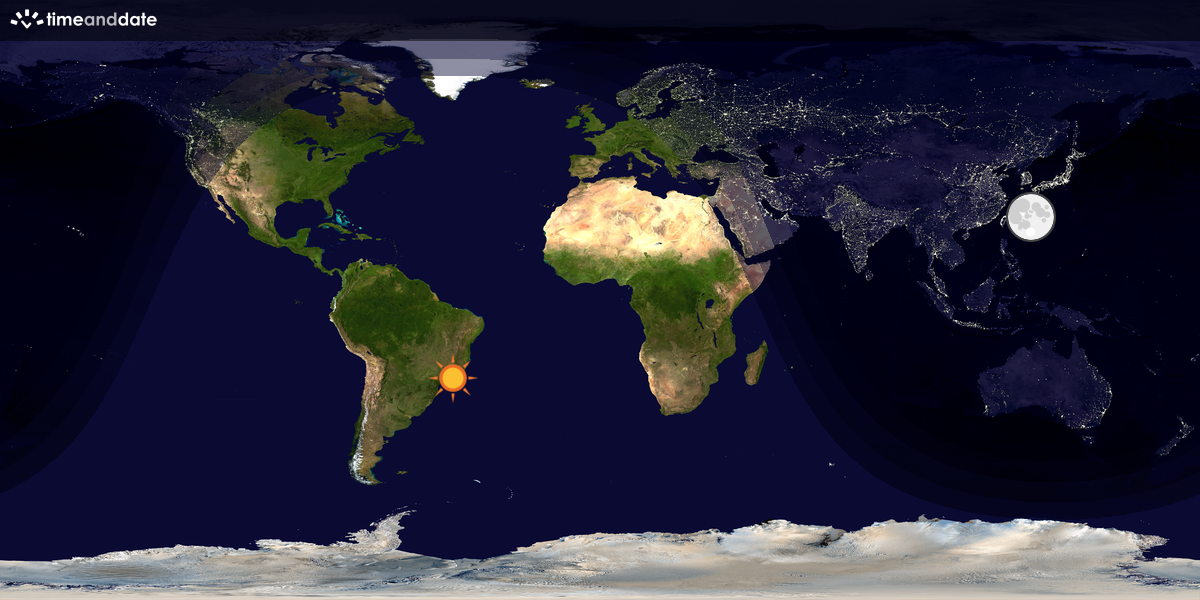 Verdenskart som viser dag og natt 