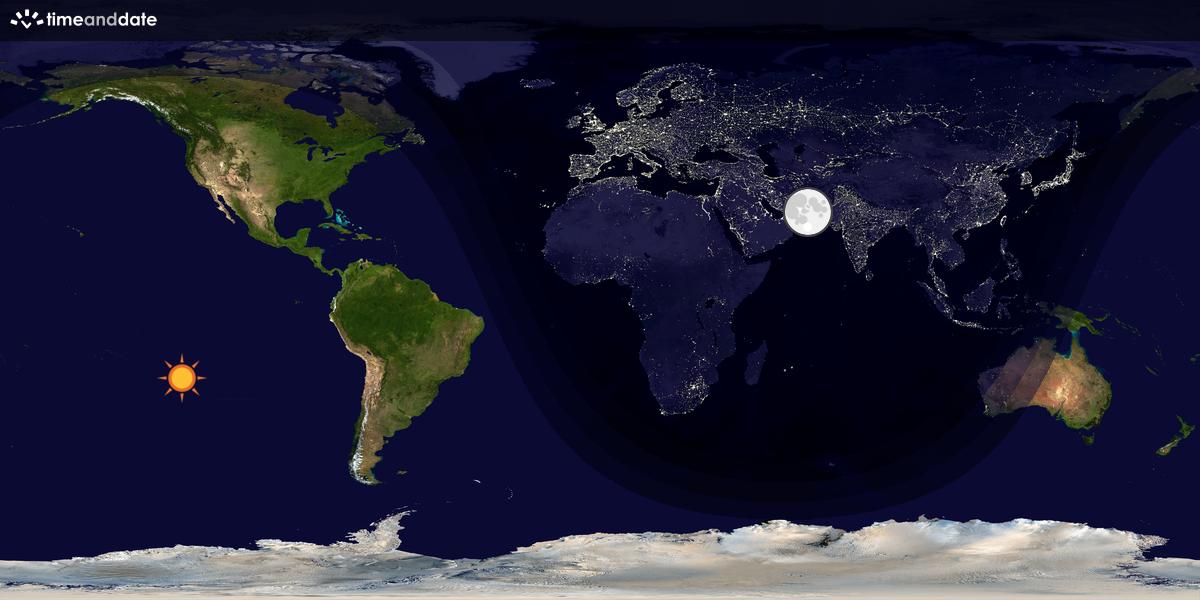 Verdenskart som viser dag og natt 