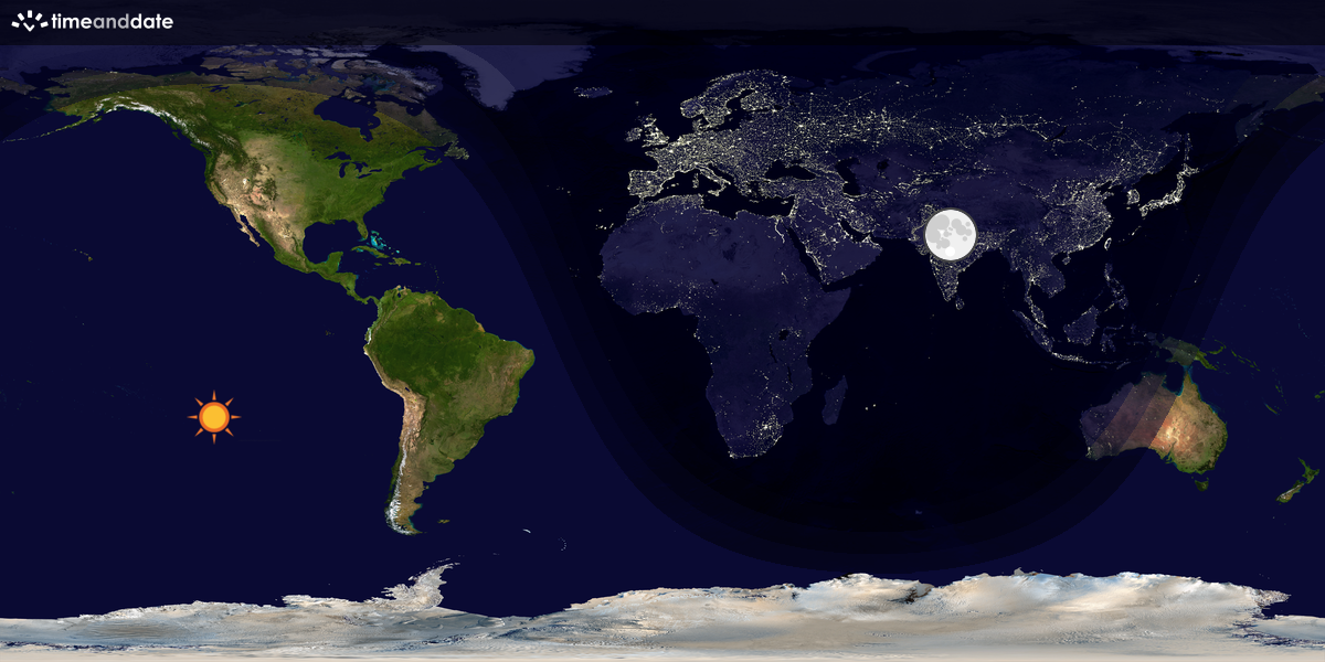 Verdenskart som viser dag og natt 