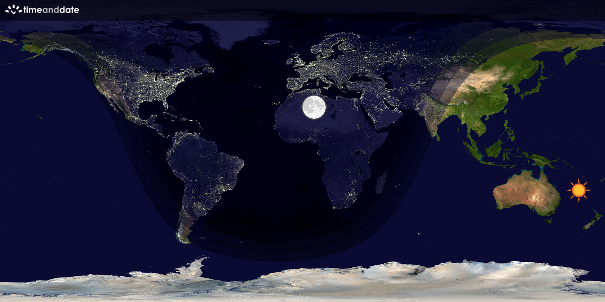 Verdenskart som viser dag og natt 