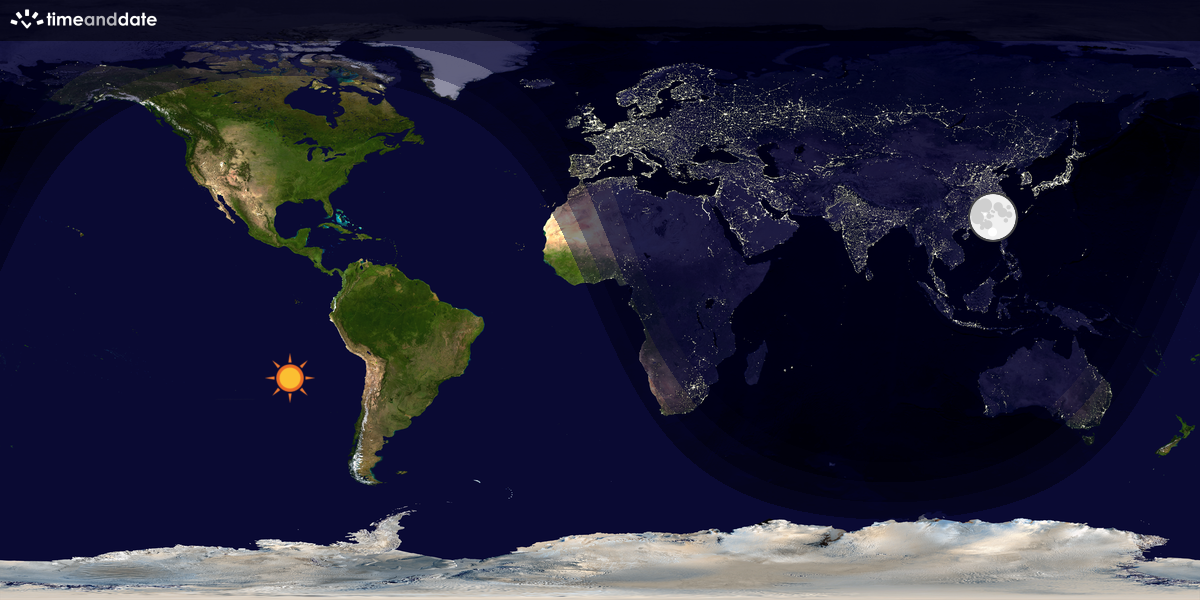 Verdenskart som viser dag og natt 