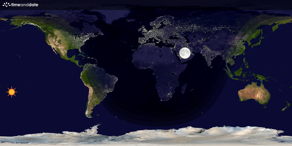 Verdenskart som viser dag og natt 