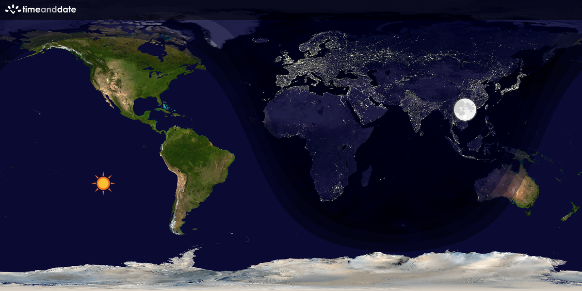 Verdenskart som viser dag og natt 