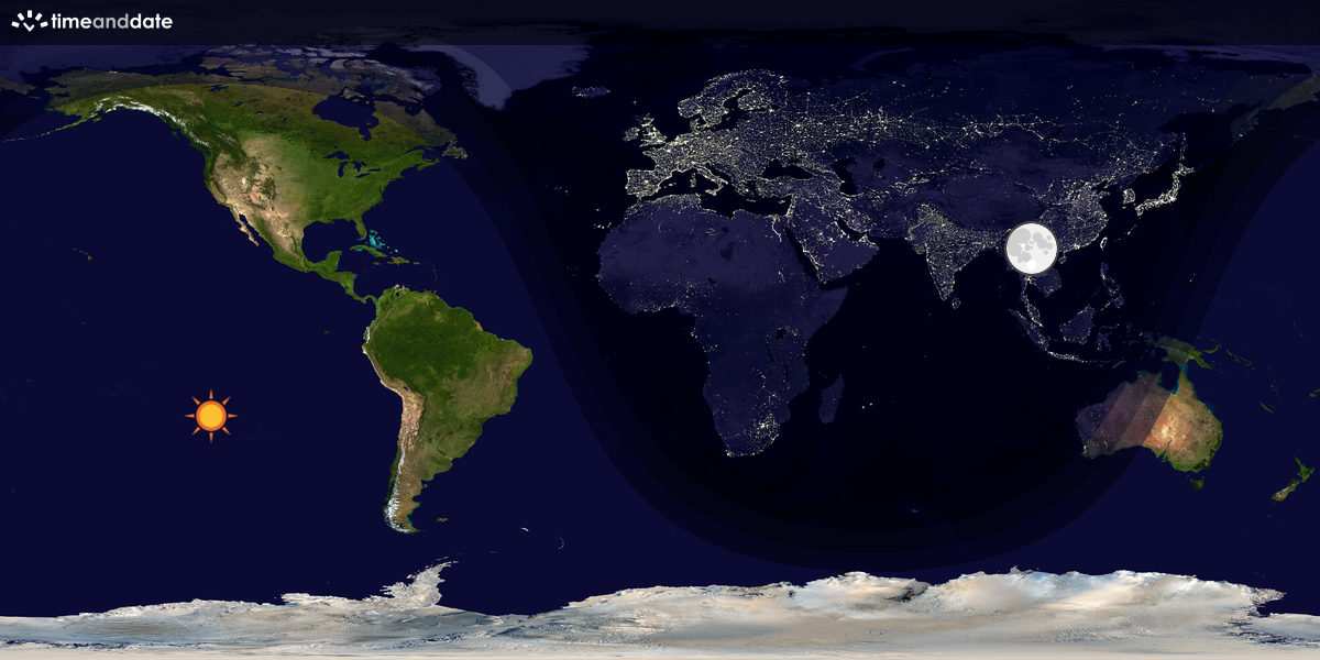 Verdenskart som viser dag og natt 